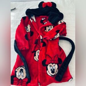 Red and Black Minnie Mouse Robe size 2T/3T